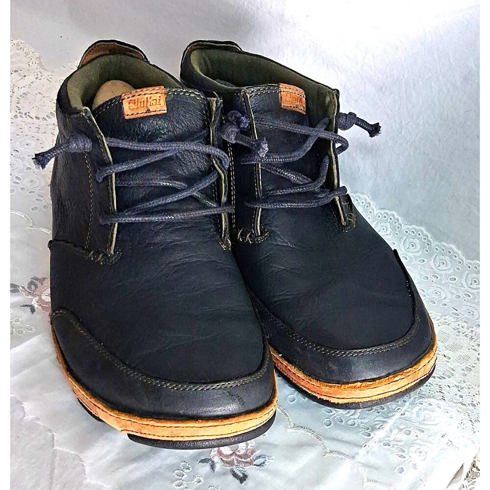 OluKai Kamuela Black Leather Lace-Up Chukka Ankle Boots US 11 EU 45 10131-4033